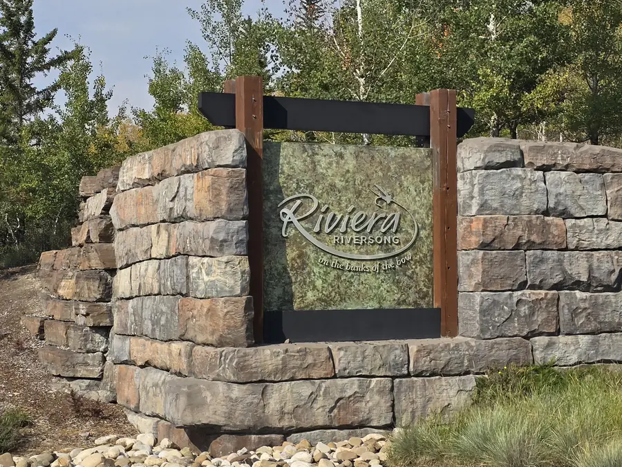 Riviera in Riversong entrance monument, Cochrane, Alberta