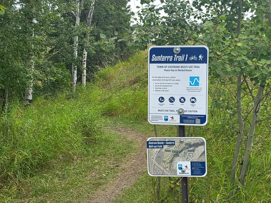 Sunterra Trail 1 Town of Cochrane multi-use trail sign, Cochrane, Alberta