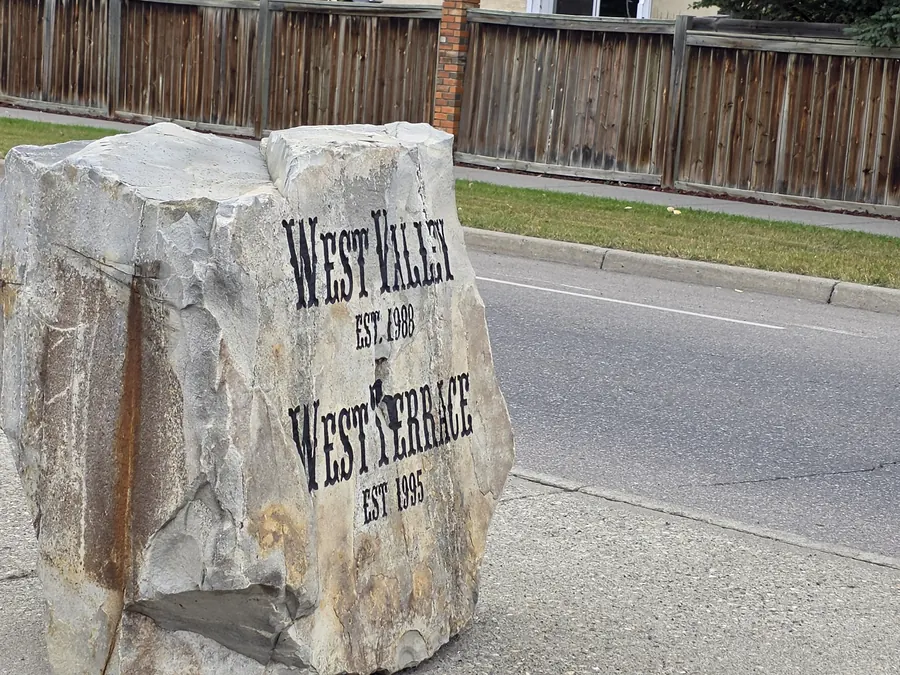 West Valley established 1988 entrance stone, Cochrane, Alberta